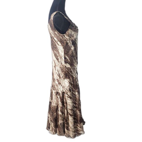 Jessica Howard Brown Asymmetrical Chiffon Tiered Rhinestone Maxi Dress Size 12 - Picture 6 of 10